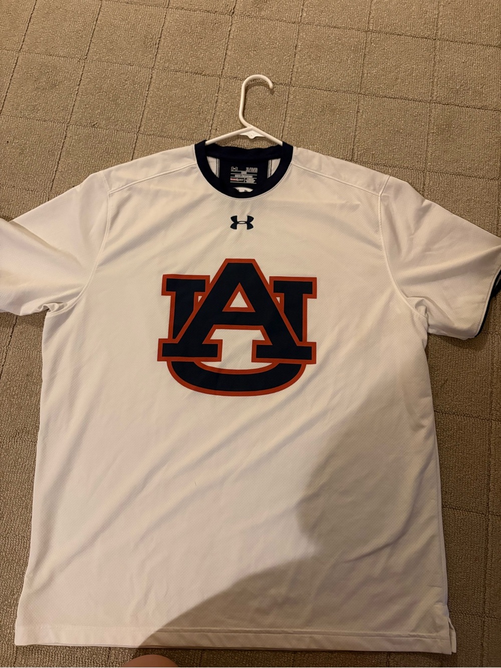 Under Armour White Navy and Orange Auburn Logo Performance Tee